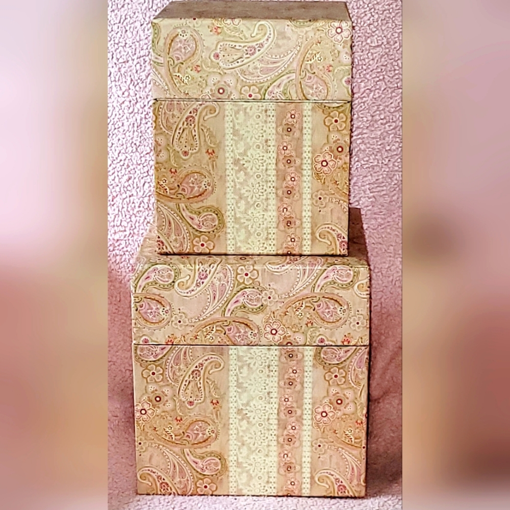 4 Pc Lidded Decorative Storage Nested Box Set